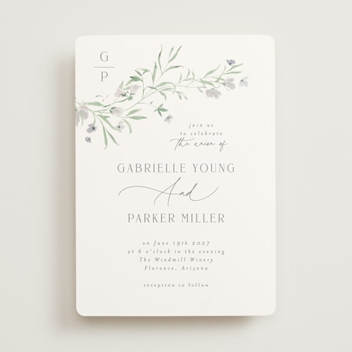This is a waterlily wedding invitations with standard by Everett Paper Goods called sweeping meadow printing on signature in standard
