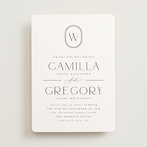 This is a ink wedding invitations with standard by Kristie Kern called the hudson printing on signature in standard