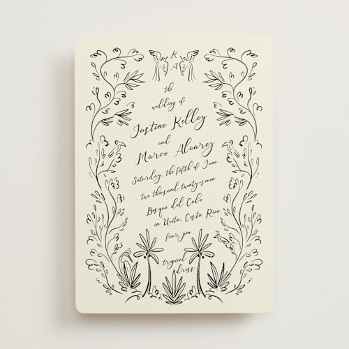 This is a ivory wedding invitations with standard by Ani Somi called sundaland gardens printing on signature in standard