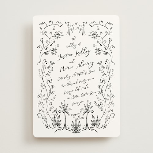 This is a porcelain wedding invitations with standard by Ani Somi called sundaland gardens printing on signature in standard