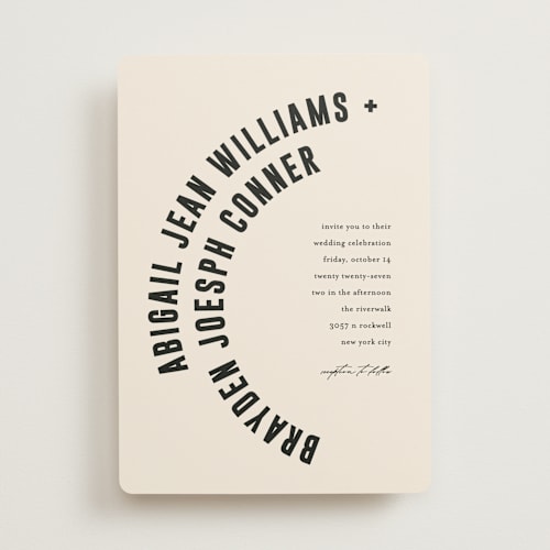 This is a cream wedding invitations with standard by Pixel and Hank called spin printing on signature in standard