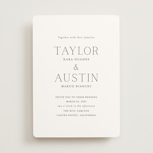 This is a cotton wedding invitations with standard by Vanessa Doyle called in love printing on signature in standard