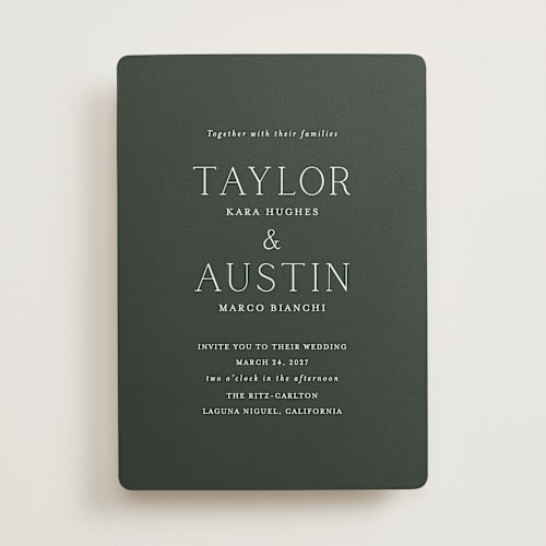 This is a sequoia wedding invitations with standard by Vanessa Doyle called in love printing on signature in standard