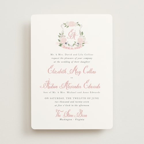 This is a pinched wedding invitations with standard by Design Lotus called sweethearts printing on signature in standard