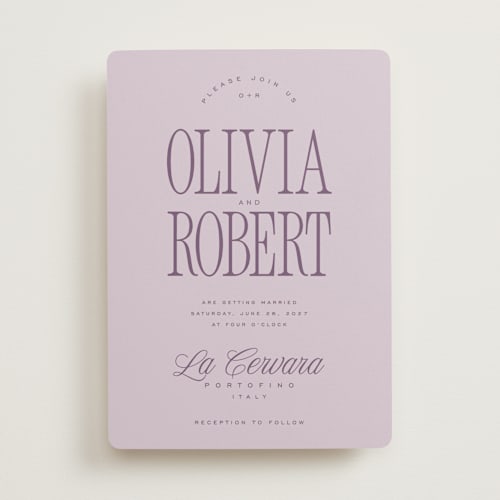 This is a lilac wedding invitations with standard by Kelly Schmidt called riviera printing on signature in standard