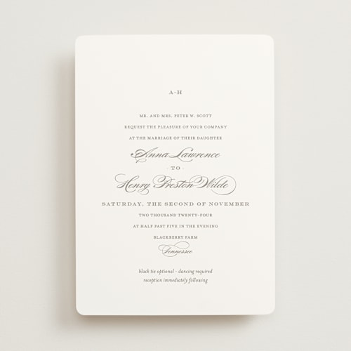 This is a ash wedding invitations with standard by Megan Davis called field printing on signature in standard