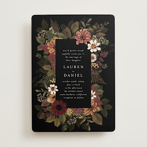 This is a harvest wedding invitations with standard by Susan Moyal called falling in love printing on signature in standard