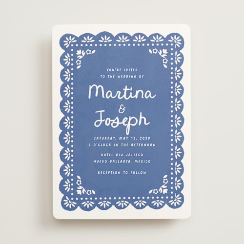 This is a royal blue wedding invitations with standard by Itsy Belle Studio called vienes printing on signature in standard