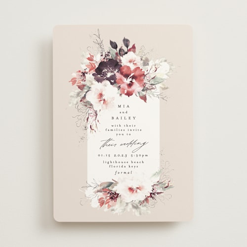 This is a boho wedding invitations with standard by Phrosné Barwood called beautiful spring printing on signature in standard