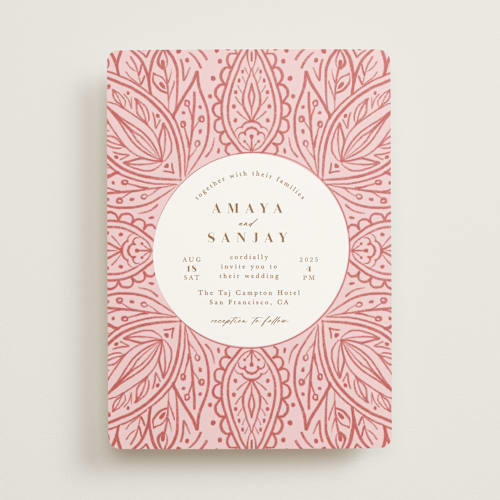 This is a blush wedding invitations with standard by Kanika Mathur called amaya printing on signature in standard
