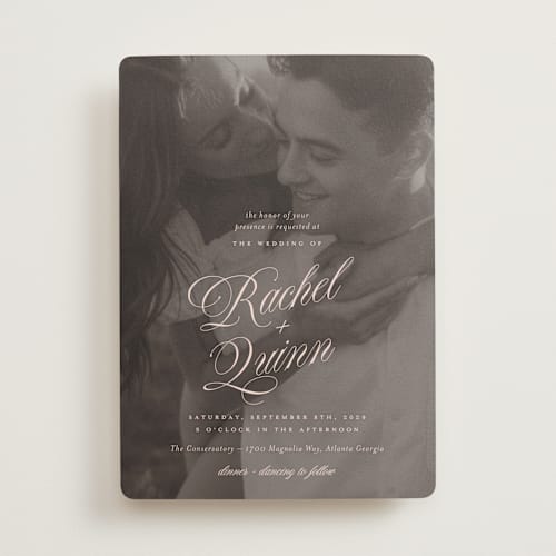This is a blush wedding invitations with standard by Paper Raven Co. called vintage romance printing on signature in standard