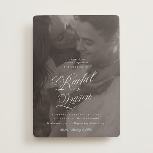 This is a eucalyptus wedding invitations with standard by Paper Raven Co. called vintage romance printing on signature in standard