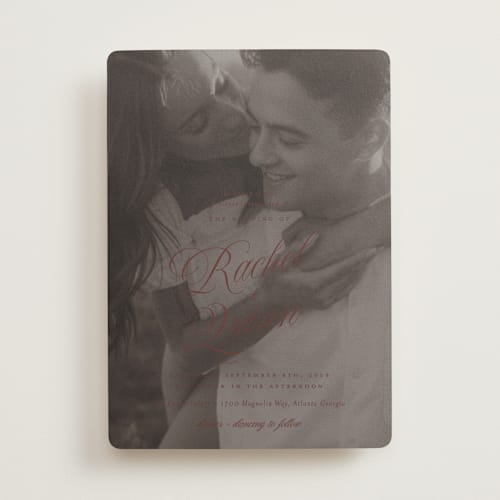 This is a merlot wedding invitations with standard by Paper Raven Co. called vintage romance printing on signature in standard