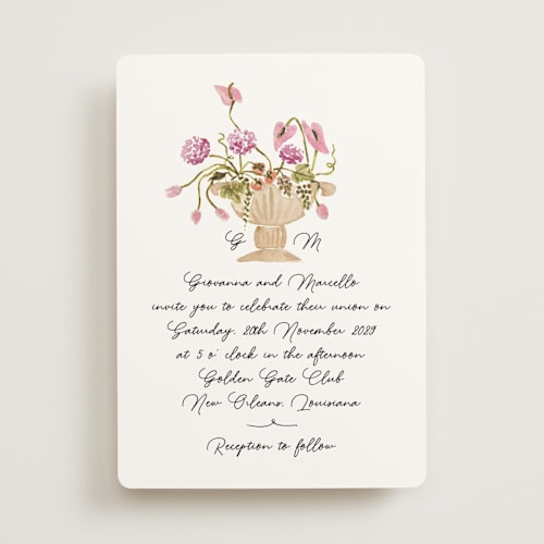 This is a deep blush wedding invitations with standard by Pati Cascino called barolo printing on signature in standard