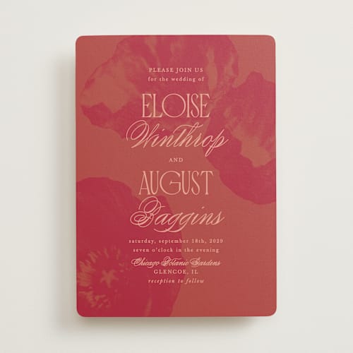 This is a cardinal wedding invitations with standard by Morgan Kendall called maximalist poppies printing on signature in standard