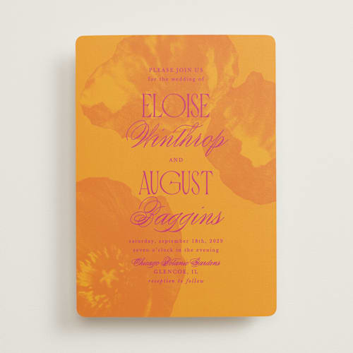 This is a tanager wedding invitations with standard by Morgan Kendall called maximalist poppies printing on signature in standard