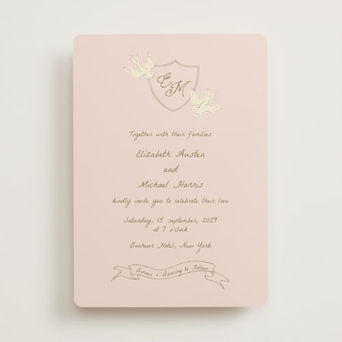 This is a heaven wedding invitations with standard by Helena Vitto called birds of paradise printing on signature in standard