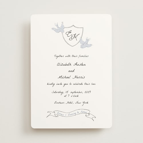 This is a celestial wedding invitations with standard by Helena Vitto called birds of paradise printing on signature in standard