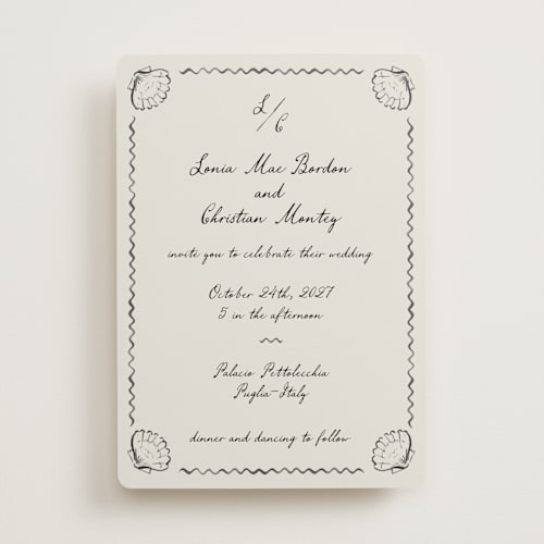 This is a rock wedding invitations with standard by Pati Cascino called puglia printing on signature in standard