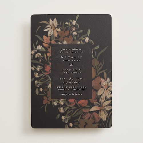 This is a rust wedding invitations with standard by Grace Kreinbrink called fall garden bouquet printing on signature in standard