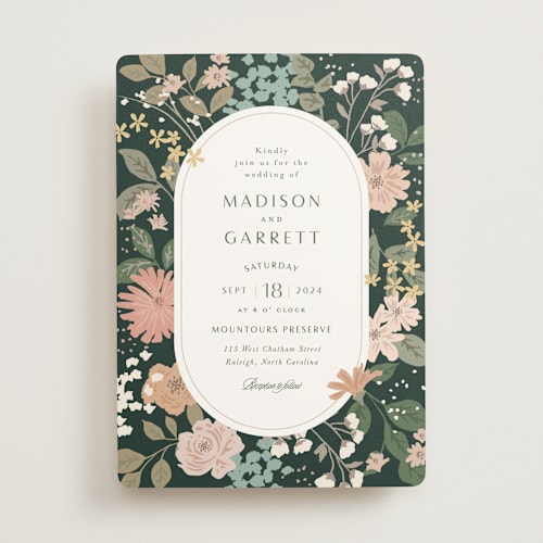 This is a meadow wedding invitations with standard by Jennifer Wick called garden at blue hill printing on signature in standard