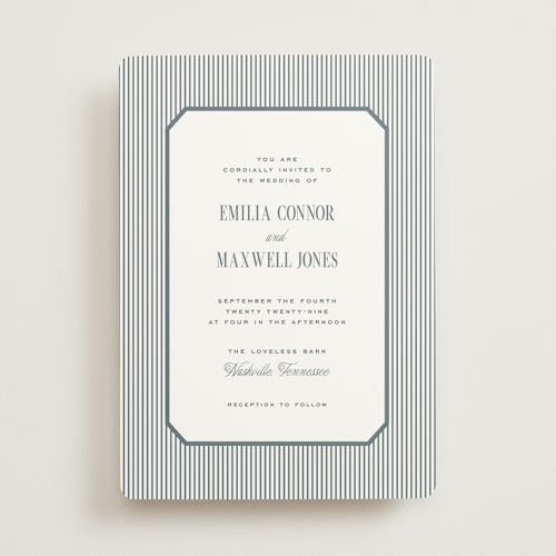 This is a capri wedding invitations with standard by Emily Betts called modern stripes printing on signature in standard