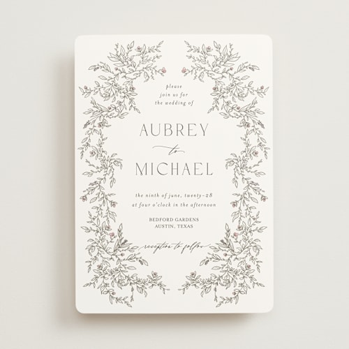 This is a ravello wedding invitations with standard by Anne Ciotola called cottonwood printing on signature in standard