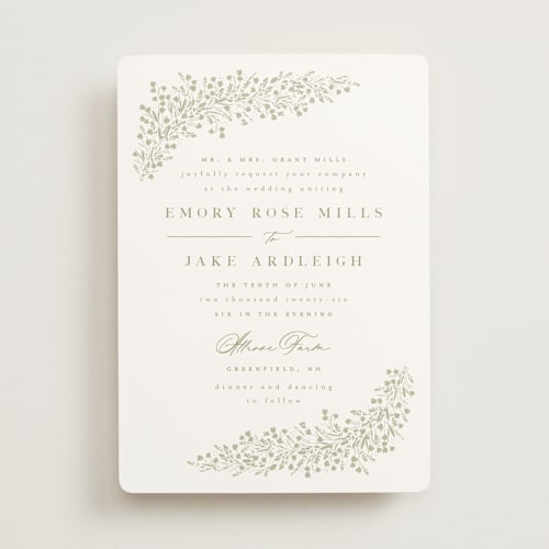 This is a leaf wedding invitations with standard by Kristie Kern called villa printing on signature in standard