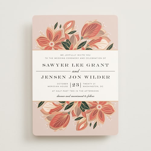 This is a cloisonne wedding invitations with standard by Melanie Kosuge called sawyer printing on signature in standard