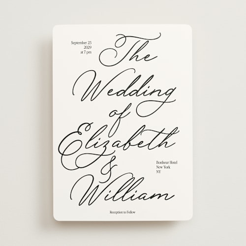 This is a noir wedding invitations with standard by Helena Vitto called elizabeth printing on signature in standard