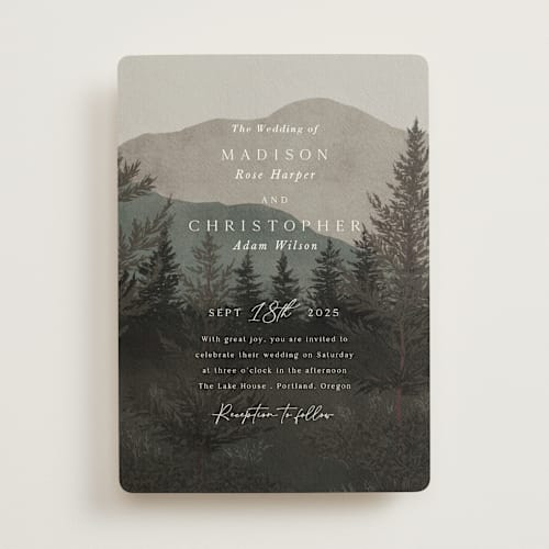 This is a stone wedding invitations with standard by Elly called the forest printing on signature in standard