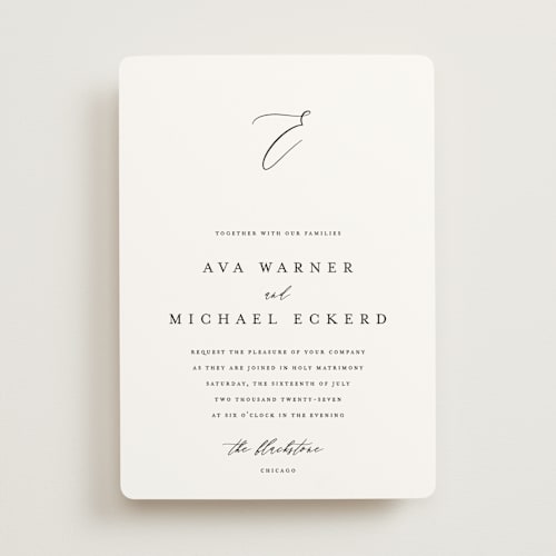 This is a obsidian wedding invitations with standard by Jennifer Postorino called delicate printing on signature in standard