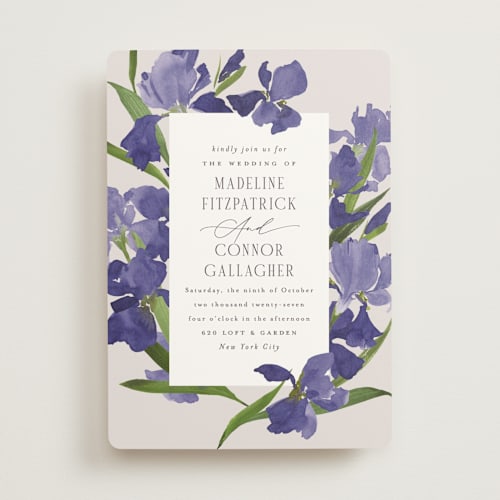 This is a amethyst wedding invitations with standard by Everett Paper Goods called irises printing on signature in standard