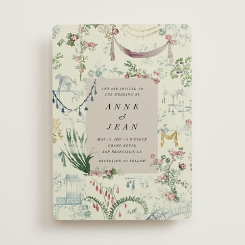 This is a rosarium wedding invitations with standard by Sumak Studio called chinoiserie printing on signature in standard