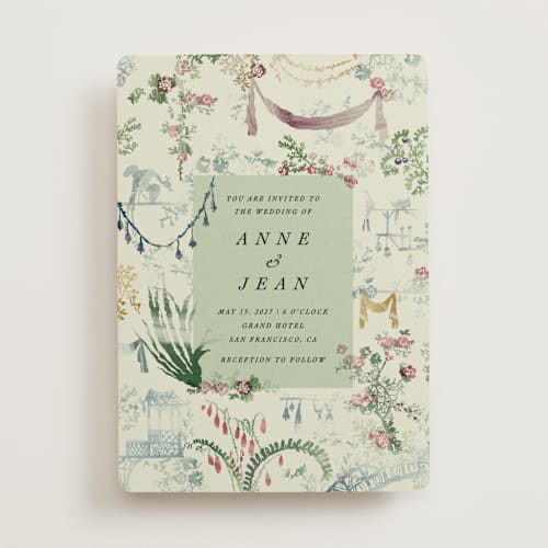 This is a greenhouse wedding invitations with standard by Sumak Studio called chinoiserie printing on signature in standard