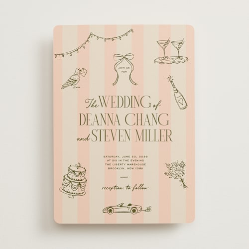 This is a peach wedding invitations with standard by Jennifer Lew called thompson printing on signature in standard