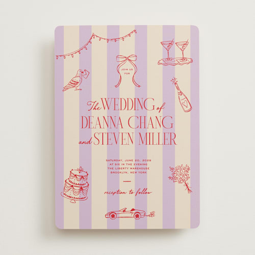 This is a lilac wedding invitations with standard by Jennifer Lew called thompson printing on signature in standard