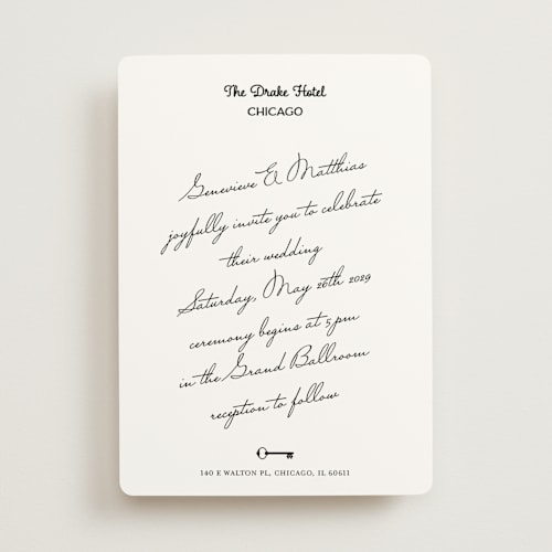 This is a ivory wedding invitations with standard by Studio Suku called hotel printing on signature in standard