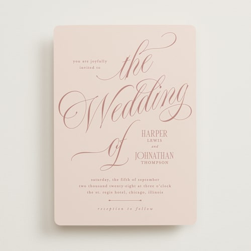 This is a rose wedding invitations with standard by Kate Ahn called mirin printing on signature in standard