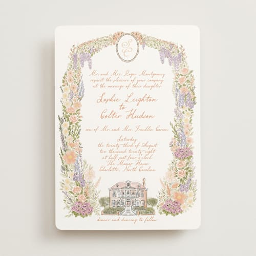 This is a sunset wedding invitations with standard by Jenna Holcomb called charlotte printing on signature in standard