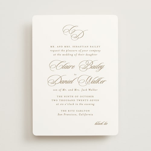 This is a sand wedding invitations with standard by Creo Study called aristocratic printing on signature in standard