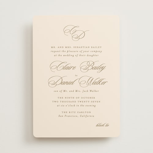 This is a cream wedding invitations with standard by Creo Study called aristocratic printing on signature in standard