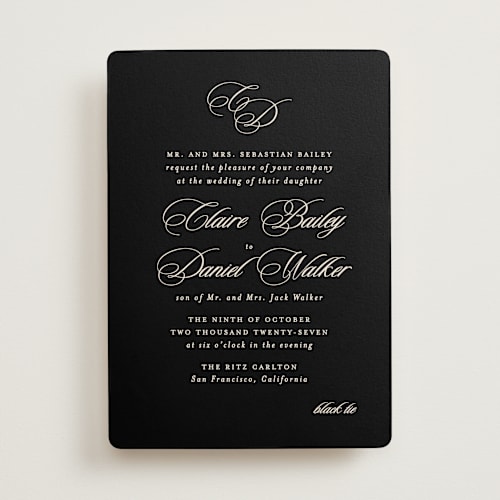 This is a midnight wedding invitations with standard by Creo Study called aristocratic printing on signature in standard