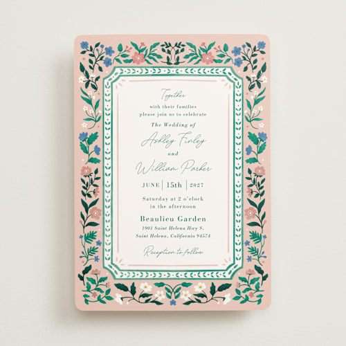 This is a petal wedding invitations with standard by Elly called le jardin printing on signature in standard