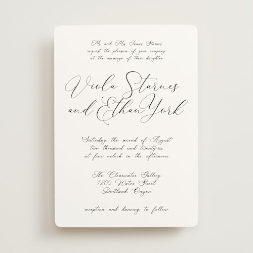 This is a snow wedding invitations with standard by Maja Cunningham called poem printing on signature in standard