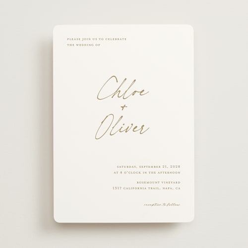 This is a cognac wedding invitations with standard by Pippa Shaw called modern classic printing on signature in standard