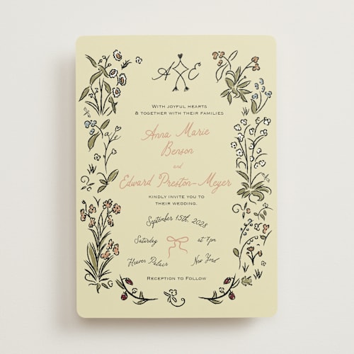 This is a rosebud wedding invitations with standard by Helena Vitto called love rests in a garden printing on signature in standard