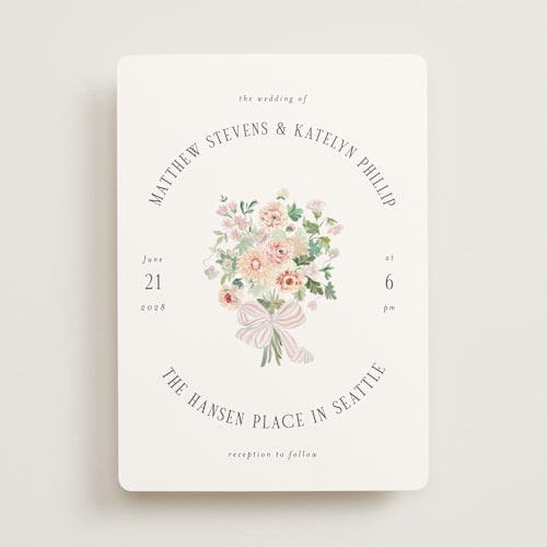 This is a peony wedding invitations with standard by Itsy Belle Studio called ruban en fleur printing on signature in standard
