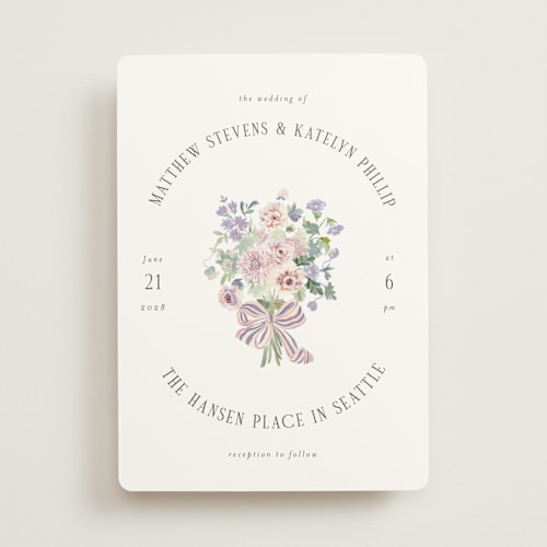 This is a wisteria wedding invitations with standard by Itsy Belle Studio called ruban en fleur printing on signature in standard