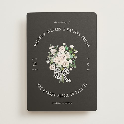This is a ebony wedding invitations with standard by Itsy Belle Studio called ruban en fleur printing on signature in standard